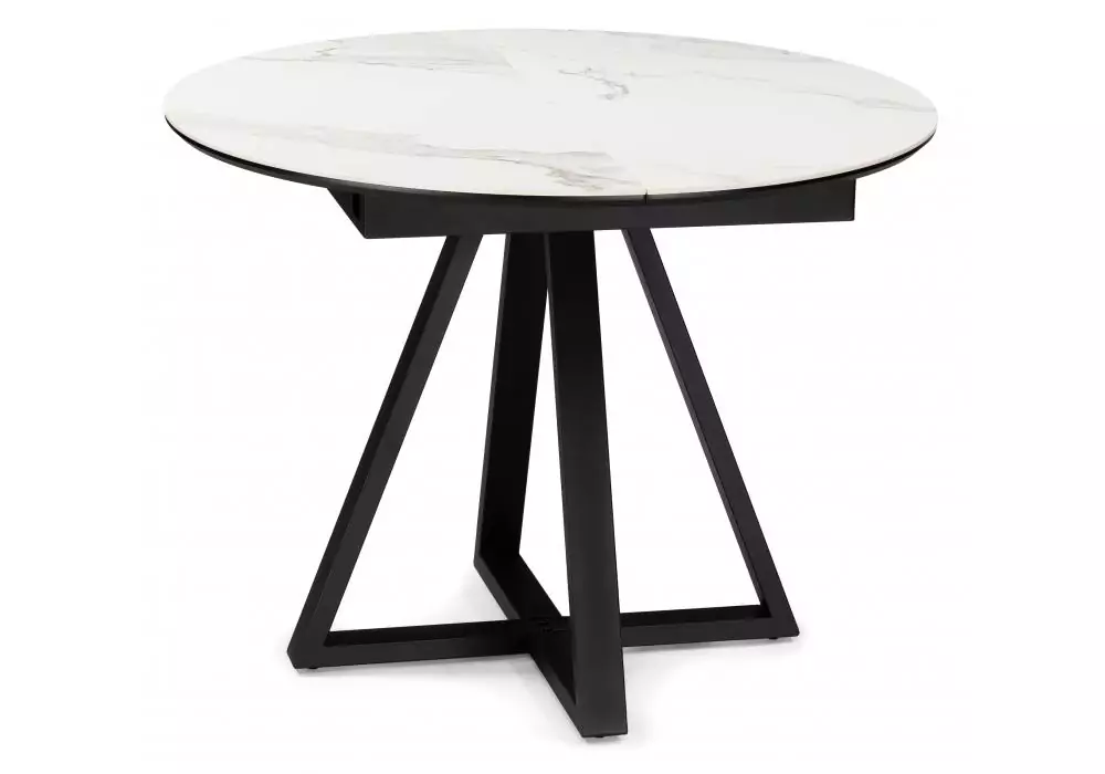 Керамический стол Woodville Нельсон 100(140)х100х76 alpine white / черный – главное изображение продукта