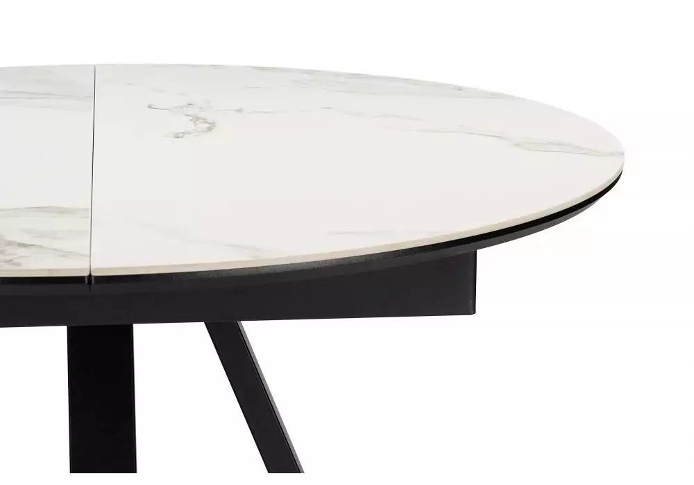 Керамический стол Woodville Нельсон 100(140)х100х76 alpine white / черный – дополнительное изображение продукта