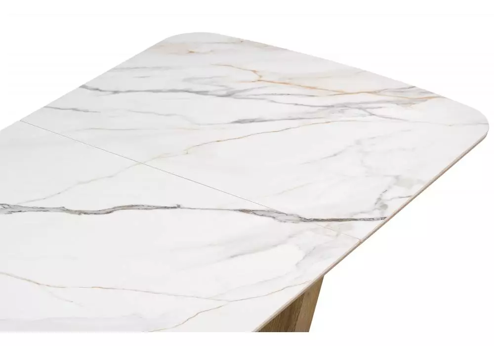Керамический стол Woodville Петир 120(160)х80х75 gilt white / дуб монтана – дополнительное изображение продукта