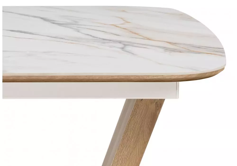 Керамический стол Woodville Петир 120(160)х80х75 gilt white / дуб монтана – дополнительное изображение продукта