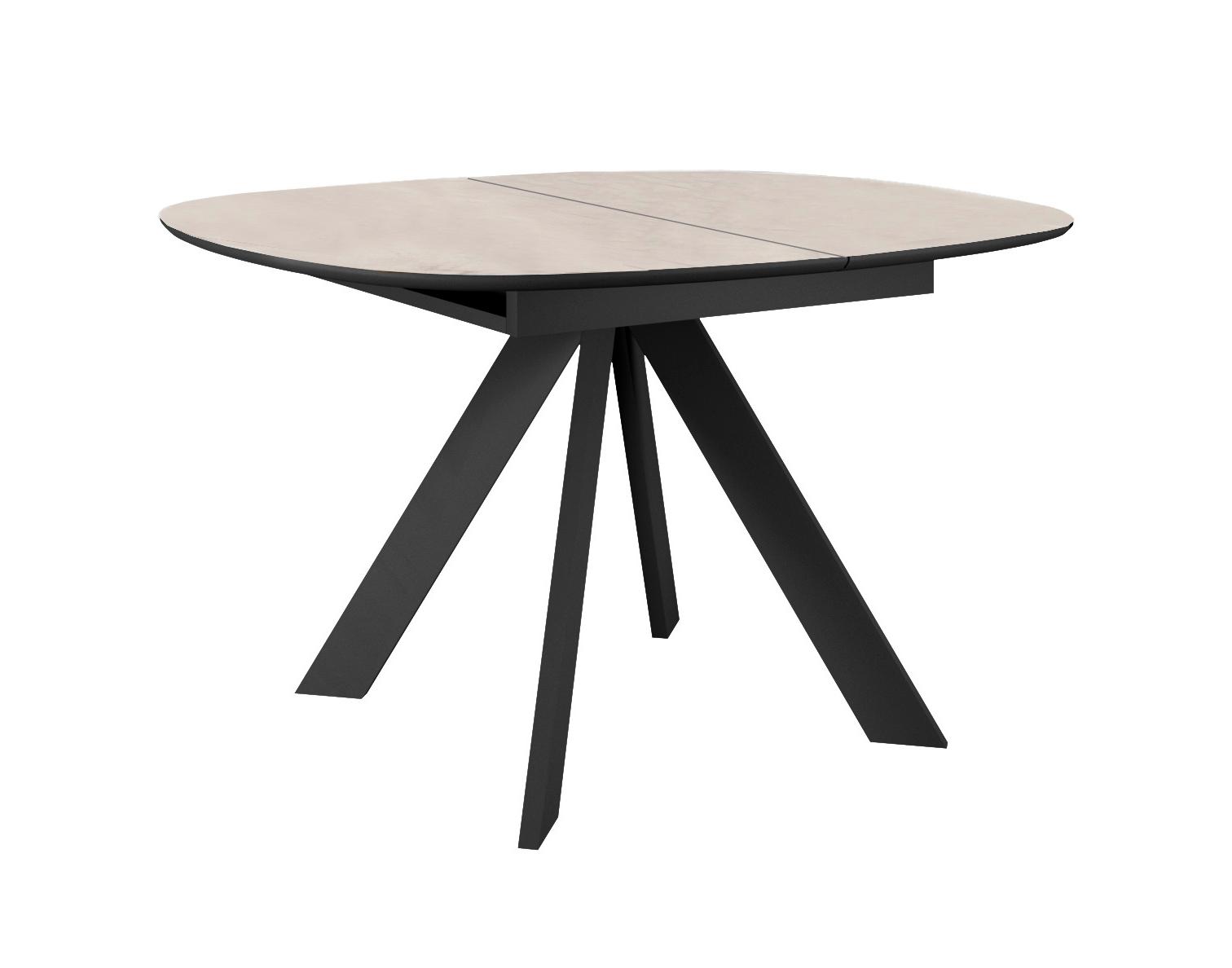 Стол DikLine BK100 Керамика Krater Perla (бежевый матовый)/подстолье черное/опоры черные – купить в интернет-магазине Стол DikLine BK100 Керамика Krater Perla (бежевый матовый)/подстолье черное/опоры черные – главное изображение продукта